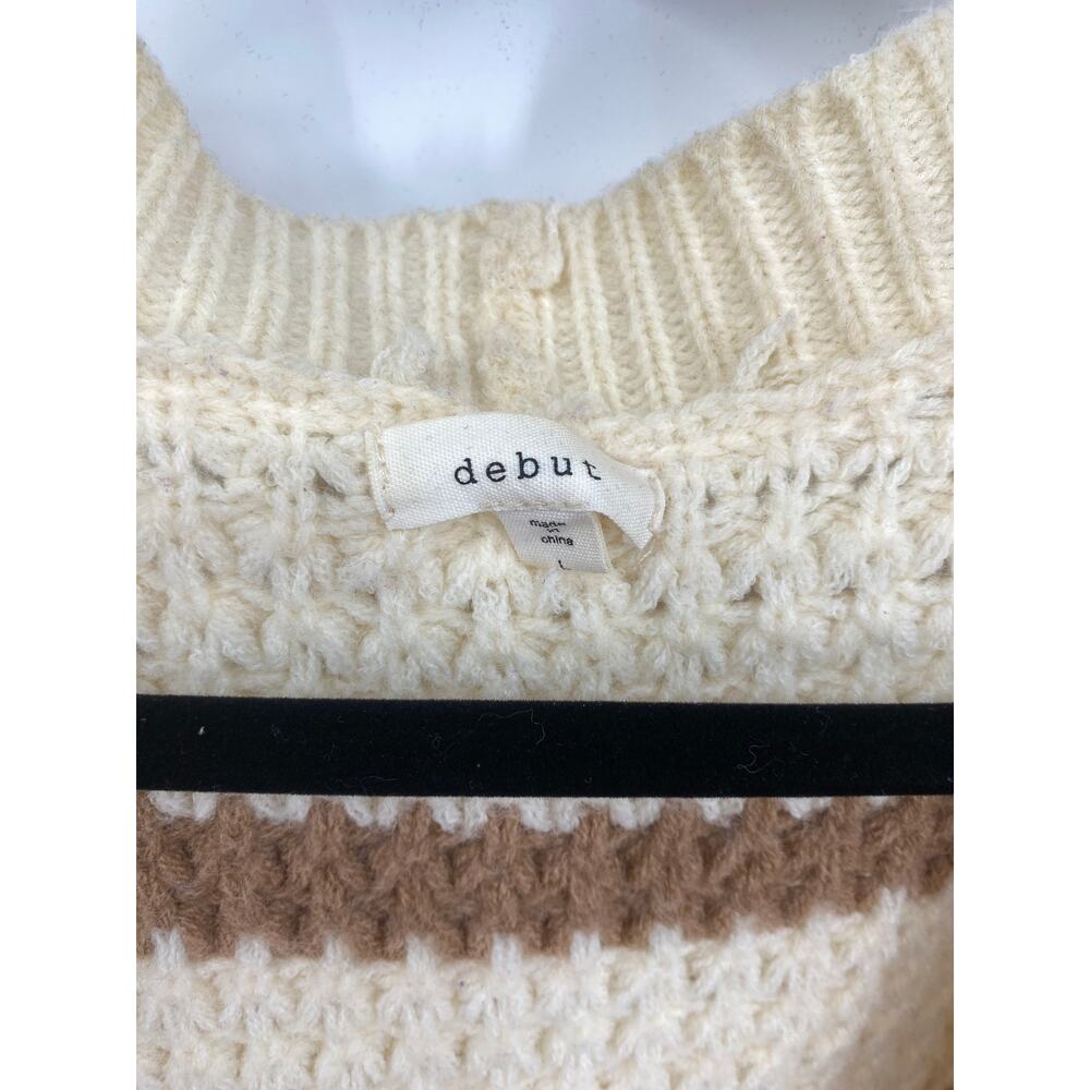 Dreamers by Debut Women L Rainbow Stripe Cardigan open front pocket Sweater - Picture 3 of 5